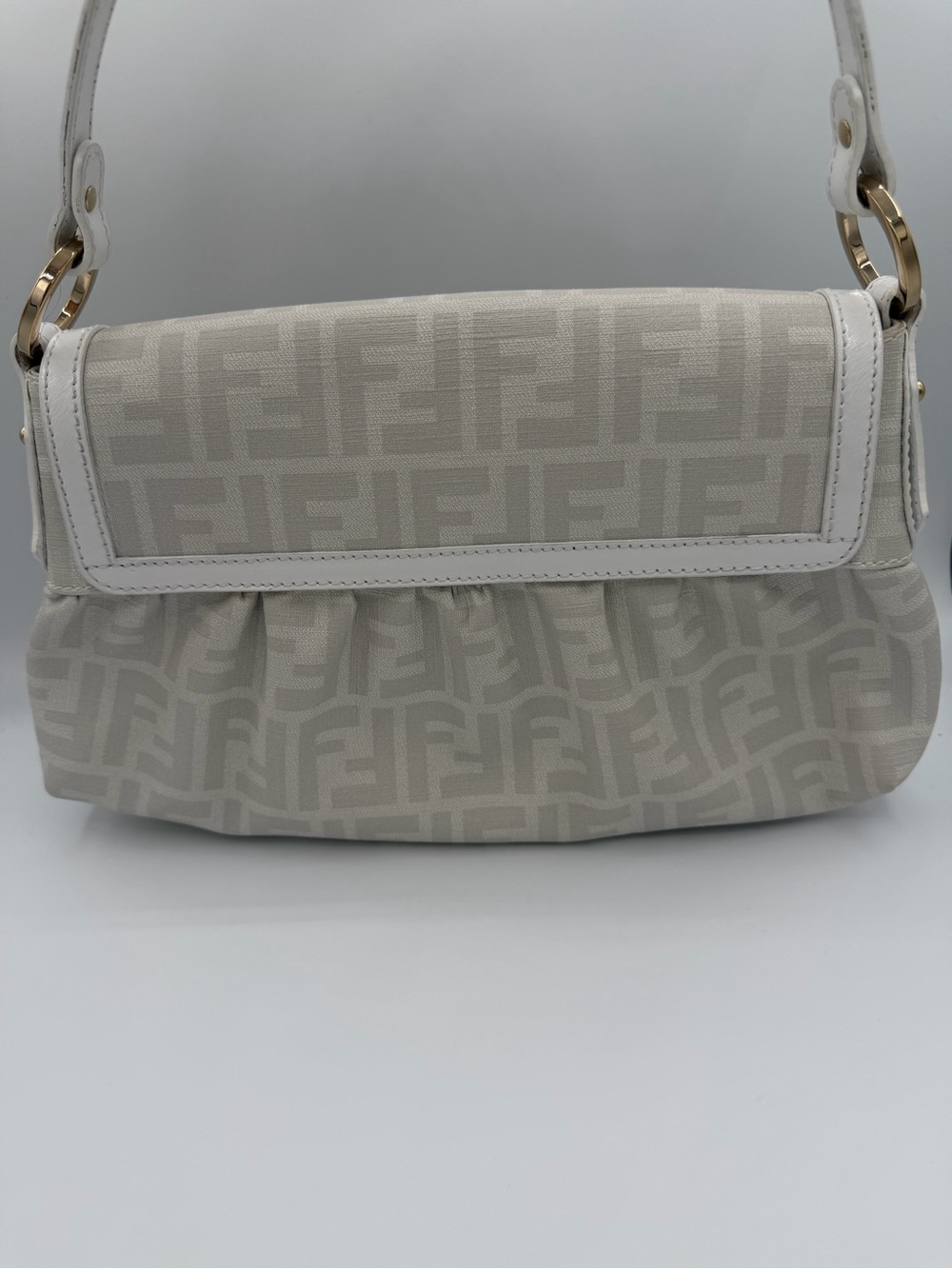 Vintage Fendi 2000s White Zucca Small Chef Shoulder Bag - Picture 4 of 6